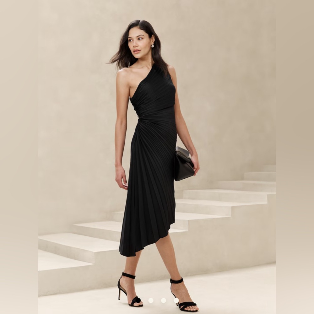 Banana Republic Black One-Shoulder Midi Dress